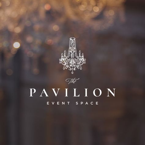 The Pavilion Event Space — Calico Hill Creative | Branding & Design in Kansas Event Space Logo Design, Chandelier Logo Design, Events Branding Design, Regal Logo Design, Event Space Logo, Event Logo Design Creative, Event Logo Ideas, Venue Logo Design, Event Branding Design