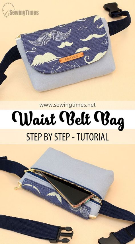 Diy Waist Belt, Waist Bag Diy, Belt Bag Diy, Diy Belt Bag, Zippered Tote Bag Tutorial, Sewing Patterns Free Bag, Belt Bag Pattern, Fanny Pack Pattern, Diy Pouch