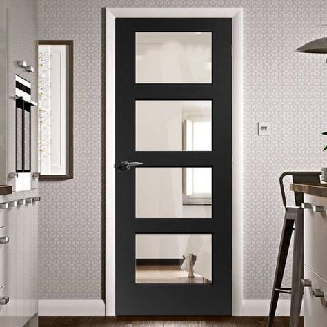 Fire Doors with Glass Kitchen Patio Doors, Shaker Interior Doors, Toilet Doors, Loft Extension, Fire Doors Internal, Bungalow Interiors, Basement Studio, Internal Door Handles, Internal Glass Doors