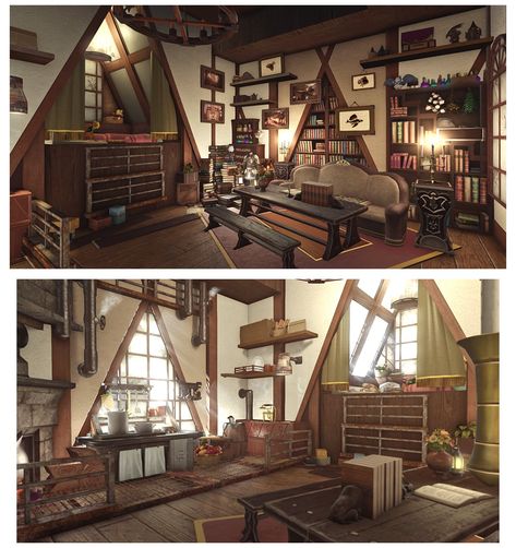 Ffxiv Room Ideas, Fantasy Cabin Interior, Ffxiv Apartment Ideas, Ff14 Housing Ideas, Ffxiv Housing Ideas, Ffxiv Apartment, Xiv Housing, Fantasy Cabin, Rustic Cabin Interior