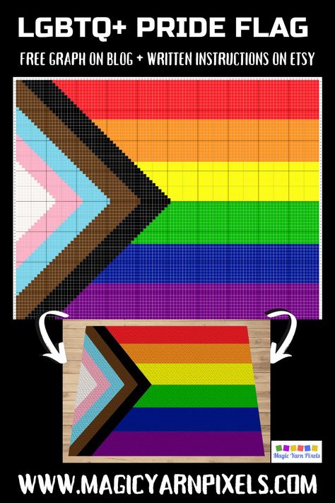 Get the Free Graph for this LGBTQ Pride Flag Pattern. Modern graphs for c2c crochet, cross stitch & other crafts from Magic Yarn Pixels. Crochet Pride Blanket Pattern, Pride Flag Crochet Blanket, Pride Crochet Patterns, C2c Patterns, Lgbtq Pride Flag, Crochet Cross Stitch, C2c Crochet Pattern Free, Crochet Graphs, Flag Pattern