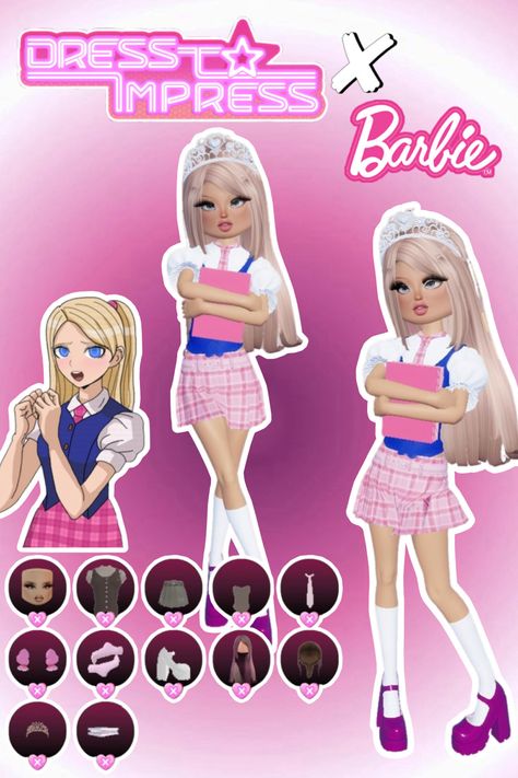 • 🏵️ • - #fyp #dti #dresstoimpress #dress #to #impress #roblox #dtiideas #aesthetic #outfitideas #dresstoimpressideas #idea #board #pin #robloxpin #robloxdti #robloxdresstoimpress Barbie In Princess Charm School, Barbie Princess Charm School Outfit Dress To Impress, Princess Charm School Dress To Impress, Dti Outfits Back To School, Dress To Impress Roblox Princess, Dti First Day Of School Ideas, Dti Theme Barbie, Dti School Ideas, Barbie School Princess