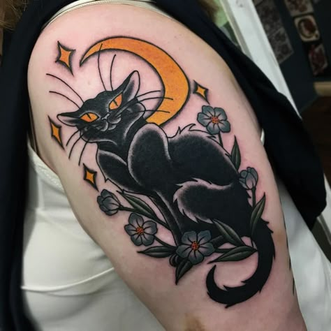 Cat Tattoo Ideas, Black Cat Tattoos, Feral Cat, Wild Tattoo, Traditional Tattoo Sleeve, Mystic Moon, Cat Tattoos, Bff Tattoos, Cat Tattoo Designs