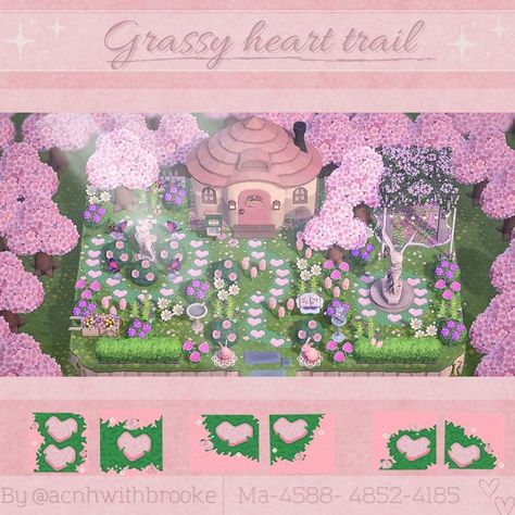 Animal Crossing Hair, Kawaii Island, Fairy Island, Acnh Path, Pink Island, Animal Crossing Guide, Animal Crossing Wild World, Island Theme, Qr Codes Animal Crossing