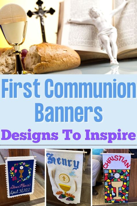 BEST First Holy Communion Banner Designs (That Kids Can Do) First Communion Activities Catholic, 1st Communion Banner Ideas, First Communion Banner Ideas, Communion Banner Ideas, First Eucharist Banner, First Communion Banners Catholic, First Communion Banner Boy, Catholic Communion, First Communion Banner