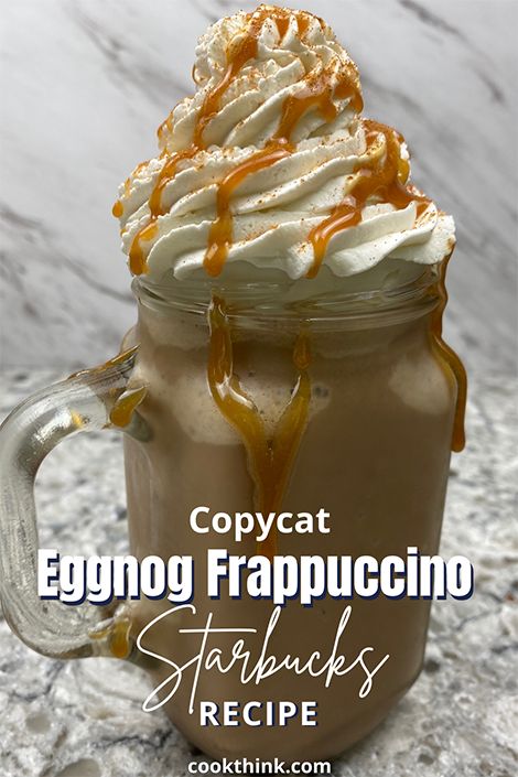 Starbucks Drinks Frappuccino Christmas, Starbucks Eggnog Latte Recipe, Eggnog Coffee Recipe, Eggnog Frappuccino, Starbucks Desserts, Copycat Drinks, Eggnog Latte Recipe, Peppermint Mocha Frappuccino, Mocha Frappe Recipe