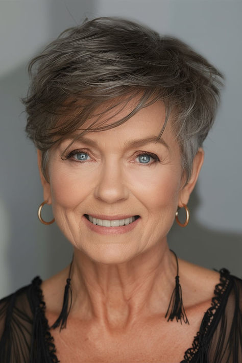 31 Best Short Haircuts for Women Over 60: Modern, Chic Styles for Fine, Curly, Thick Hair Mens Haircut Back, Curly Thick Hair, Best Short Haircuts For Women, Layered Pixie Haircuts, Youthful Hairstyles, Gray Hair Pixie Cuts, Textured Layers, Thick Wavy Hair, Thick Curly Hair