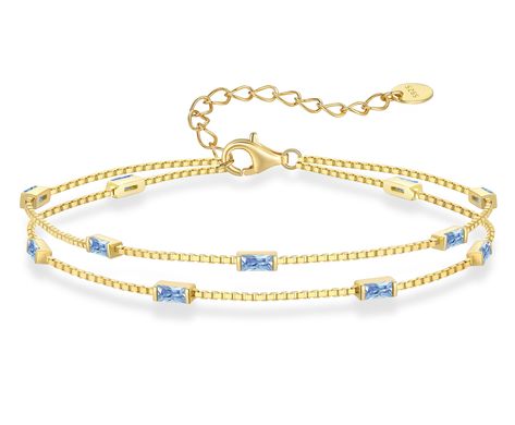 PRICES MAY VARY. Unique Design: Double layered charm bracelet symbolizes eternity, power, and endless love. Adjustable Length fits for Daily Wear. Simple and Elegant: The dainty layered bracelets combines the quality of baguette zircon with a chic gold-plated 925 silver chain, making it elegant and romantic, timeless. Perfect Gift for Her: LOUISA SECRET women's bracelet is an excellent gift for an important woman in your life, comes with a classic gift box, and makes a birthday gift, anniversary Cute Things To Buy On Amazon, Mixed Metal Bracelets, Chain Making, Gold Armband, Anniversary Jewelry, Birthstone Bracelets, Jewelry Images, Layered Bracelets, Bracelets For Women