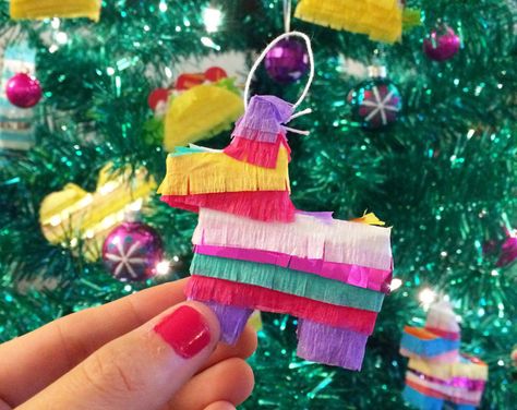 Pinata Ornament, Mexican Ornaments, Fiesta Christmas, Christmas Fiesta, Donkey Christmas, Mexican Christmas Decorations, Craft Tree, Mexico Christmas, Mini Donkey