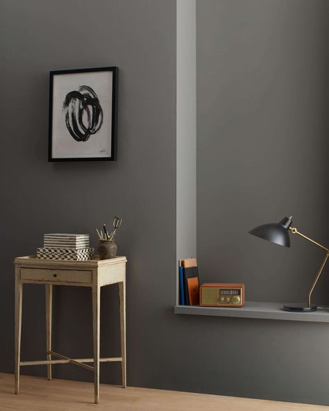 Kendall Charcoal HC-166 | Benjamin Moore Benjamin Moore Kendall Charcoal, Kendall Charcoal, Benjamin Moore, Charcoal Color, Paint Colors, Living Room, Color, Paint Colours