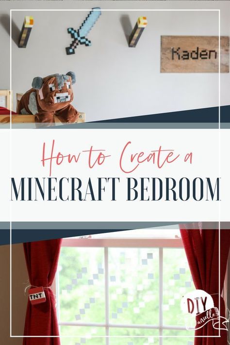 How to create a Minecraft bedroom for kids. This children's bedroom is perfect for your Steve and Alex. No Creepers allowed!  #Minecraft #diy #crafts #crafting Simple Minecraft Bedroom, Boys Minecraft Bedroom, Minecraft Diy Crafts, Bedroom For Kids, Minecraft Diy, Minecraft Bedroom Decor, Minecraft Bedroom, Diy Minecraft, Cool Minecraft Houses