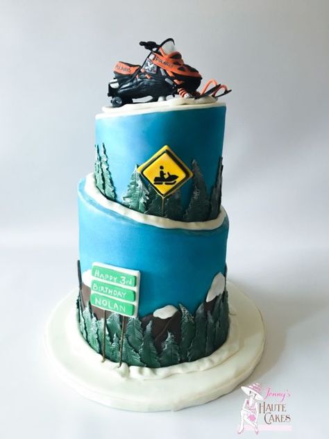 Snowmobile Party Ideas, Snowmobile Cake, Snowmobile Girl, Interesting Cakes, Snow Party, Snow Machine, Ski Doo, Birthday Stuff, Themed Birthday Cakes