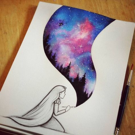 Easy Painting Ideas, Canvas Drawing, Art And Painting, Painting Art Projects, A Drawing, Art Drawings Sketches, Night Sky, Painting Art, Drawing Ideas