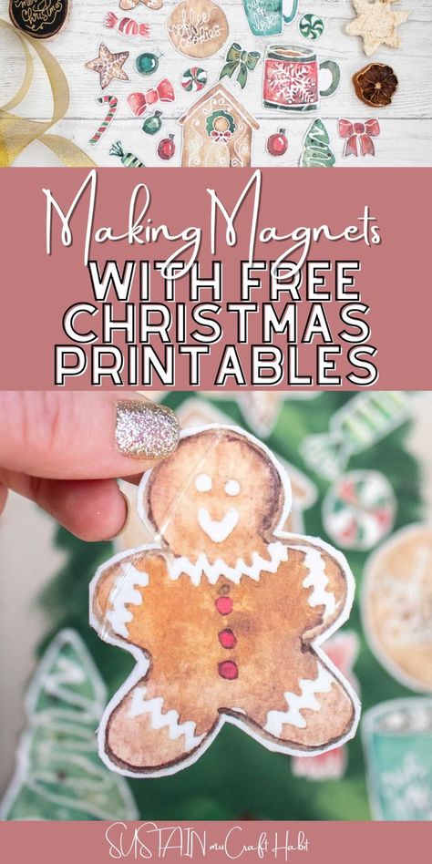 Get creative by making your own Christmas-themed magnets using magnet sheets and your favorite holiday printable. Video tutorial included. #sustainmycrafthabit Christmas Magnets Diy, How To Make Magnets, Magnets Diy, Making Magnets, Christmas Place Cards, Christmas Magnet, Christmas Place, Holiday Printables, Free Christmas Printables