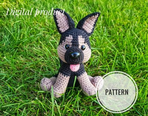 Crochet Pattern Dog German Shepherd Amigurumi Crochet Dog | Etsy Canada German Shepherd Toys, Cute Dog Toys, Dog German Shepherd, Crochet Dog Patterns, Dog German, Soft Toy Patterns, Crochet Animal Patterns, Pattern Baby, Crochet Dog