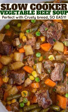 Beef Soup Slow Cooker, Slow Cooker Vegetable Beef Soup, Crockpot Vegetable Beef Soup, Vegetable Soup Crock Pot, Beef Crockpot, Soup Vegetable, Soup Beef, Beef Soup Recipes, Vegetable Beef Soup