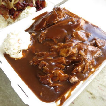 Roast Pork Gravy Recipe, Hawaiian Roast Pork With Gravy, Roast Pork With Gravy, Pork With Gravy, Pork Gravy Recipe, Pasteles Recipe, Pork Roast With Gravy, Sukiyaki Recipe, Hawaii Recipes