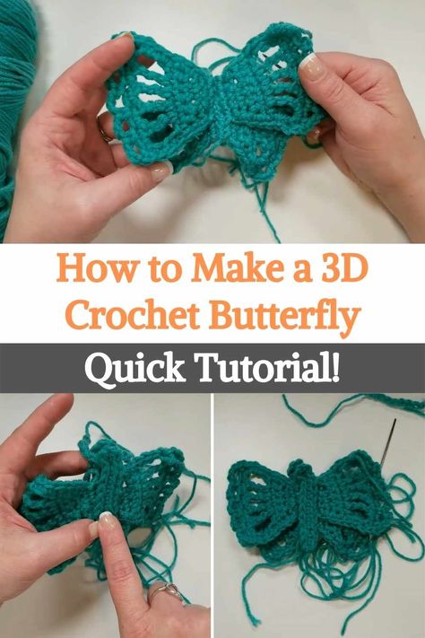 This tutorial will teach you how to crochet a super easy 3D Crochet butterfly!The video explains in detail the step by step to make it much easier to follow.Even if you are just starting out with crochet, you can easily make this simple 3D Butterfly and use it as an appliqué or accessory to decorate other projects. Butterfly Earrings Diy, Butterfly Step By Step, Crochet Studio, 3d Crochet, Butterfly Crochet, Butterfly Tutorial, Applique Tutorial, Crochet Chain, Easy Crochet Projects