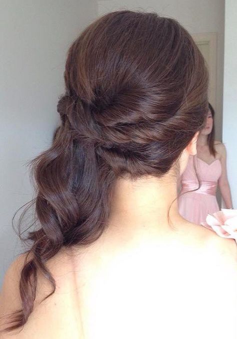 half updo with twists Bridesmaid Hair Side, Wedding Hair Side, Down Wedding Hairstyles, Side Swept Hairstyles, Half Up Half Down Wedding, Simple Wedding Hairstyles, Side Hairstyles, Long Hair Wedding Styles, Wedding Hairstyles Half Up Half Down