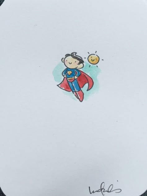 Superman Comic Art Superman Simple Drawing, Cute Superman Drawing, Superman Drawing Easy, Superman Doodle, Superhero Art Drawing, Superman Art Drawing, Superman Watercolor, Superman Illustration, Superman Sketch