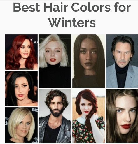 Winter Pallet Hair Color, Cool Winter Red Hair, Clear Winter Hair Color, Cool Winter Hair Color Palette, Hair Color For Winter Skin Tone, Dark Winter Color Palette Hair, Cool Winter Hair Color, Bright Winter Hair Color, True Winter Hair Color