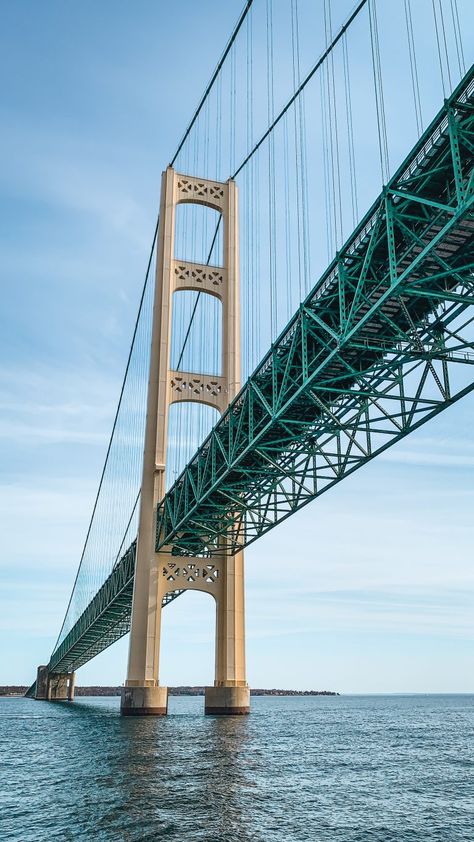 Bridge Aesthetic, Mackinaw Bridge, Michigan Adventures, Mackinaw City, Mackinac Bridge, Detroit City, Michigan Travel, Lake Huron, New York City Travel