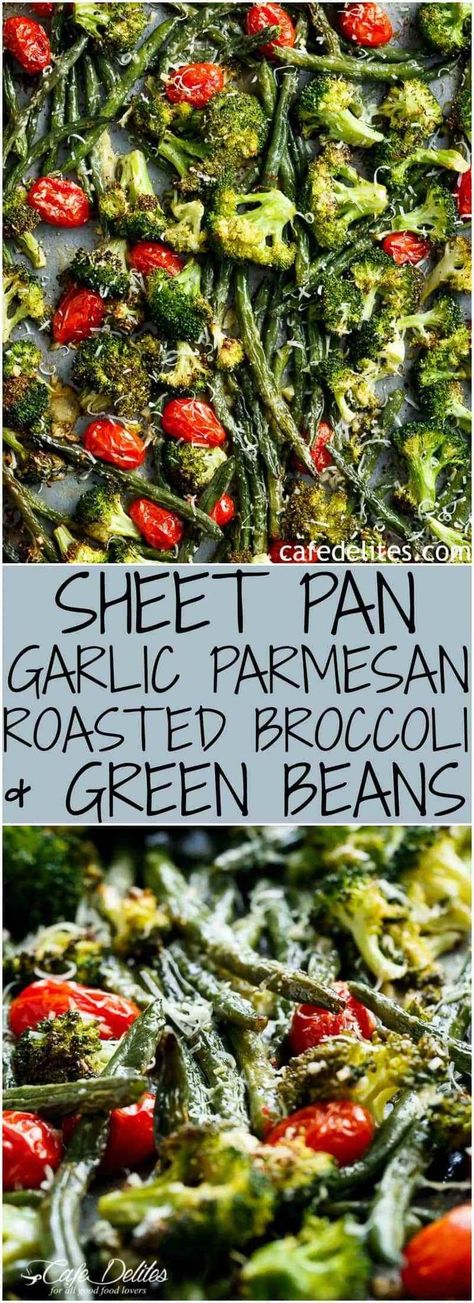 Chicken Side Dishes, Broccoli And Green Beans, Parmesan Roasted Broccoli, Side Dishes For Salmon, Side Dishes For Chicken, Cafe Delites, Vegetables Recipes, Light Meals, Roasted Green Beans