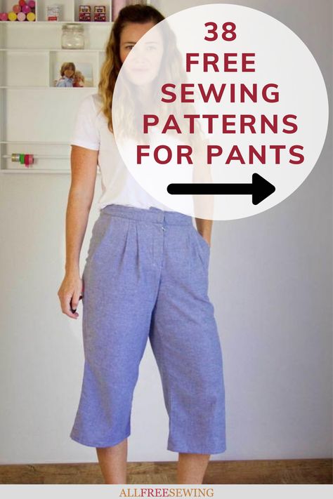 Easy Sew Pants Women, Pleated Pants Pattern Free, Lantern Pants Sewing Pattern, Easy Sew Pants, Pants Sewing Pattern Free Women, Plus Size Pants Pattern, Free Trouser Patterns For Women, Free Pants Sewing Pattern, Free Pants Pattern Women