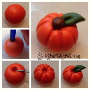 Sculpting Mediums, Pumpkin Clay, Pumpkin Tutorial, Clay Pumpkin, Easy Polymer Clay, Polymer Clay Halloween, Halloween Clay, Clay Polymer, Clay Food