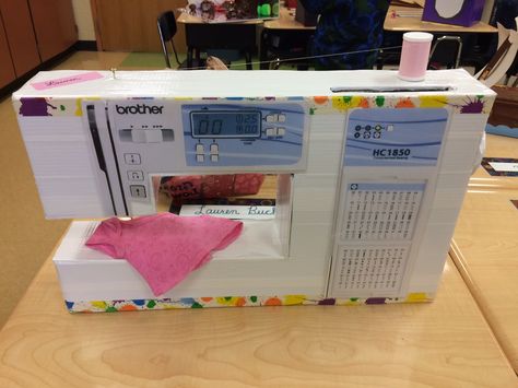 Valentine sewing machine box I made for my daughter. 2016 Valentine Sewing, Brother Sewing Machine, Brother Sewing Machines, Valentine Box, For My Daughter, My Daughter, Sewing Machine, Crafts To Make, To My Daughter