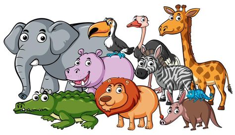 Different kinds of wild animals Different Animals Together, Wild Animals Clipart, Animals Together, Wild Animals Vector, Elsa Coloring Pages, Moodboard Design, Puppy Coloring Pages, Mario Coloring Pages, Disney Princess Coloring Pages