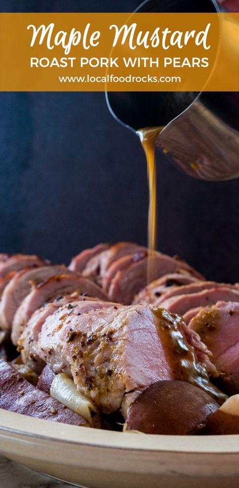 Pork And Pears Recipe, Roasted Pears Recipes, Pears In Red Wine, Sunday Family Dinner, Roast Pork Tenderloin, Roasted Pork Tenderloin Recipes, Food Rocks, Beer Mustard, Slow Cooker Pork Roast