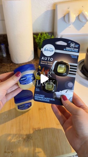 Nataliia Kalganova on Instagram: "Vaseline lifehack, your car will always smell amazing 🍂 #lifehack #vaselinehack #carhacks #vaseline #hacks #momlife #momsofinstagram #savemoney #fyp" Make Car Smell Good, Diy Plug In Refills, Trending Things To Buy, Car Smell Hacks, Diy Car Air Freshener, Vaseline Hacks, Vaseline Uses, New Car Smell, Car Smell