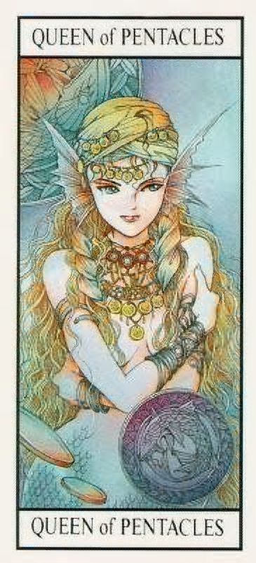 Queen of Pentacles Tarot Pentacles, Fantasy Tarot, King Of Pentacles, Saiunkoku Monogatari, Queen Of Pentacles, Pentacles Tarot, The Major Arcana, Astrology Art, Minor Arcana