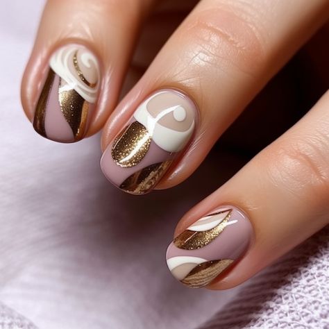 winter nails design champagne and warm beige, nails with abstract wave patterns Beige Nail Designs, Winter Nails Design, Beige Nail, Beige Nails Design, Nail Designs Ideas, Graduation Nails, Beige Nails, Warm Beige, Winter Nail Designs