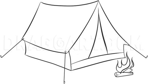 How To Draw A Tent by Dawn | dragoart.com How To Draw A Tent Easy, Tent Tattoo, Camping Applique, Evs Worksheet, Tent Drawing, Easy Painting For Kids, Camping Tattoo, Tent Platform, Wood Burning Patterns Stencil