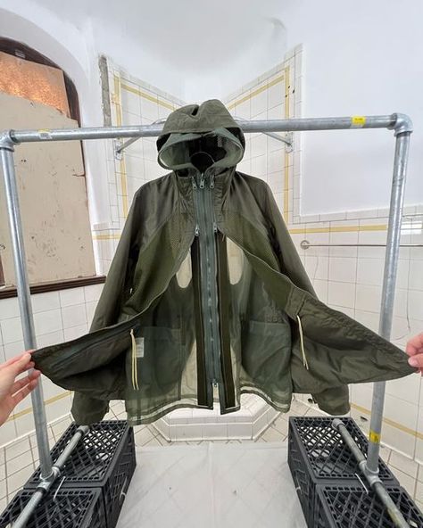 @constant_practice on Instagram: "2000s Jipijapa 4-Way Mosquito Jacket added to the website. NOW LIVE. LINK IN BIO. 🌀🦍" Process Journal, Vintage Designer Fashion, Lockheed Martin, Junya Watanabe, Rain Coat, Yohji Yamamoto, Vintage Designer, Issey Miyake, Comme Des Garcons