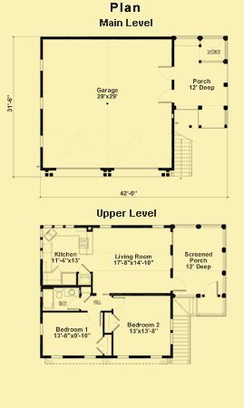 Garage Plans With 2-Bedroom Apartment & Garage Floor Plans 2 Bedroom Garage Apartment, Covered Stairs, Apartment Garage, Garage Apartment Floor Plans, Open Car, Garage Guest House, Barn Apartment, Carriage House Plans, Garage Addition