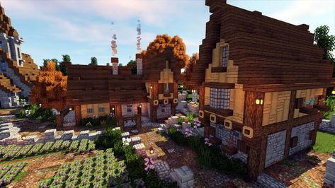 Minecraft Medieval Buildings, Minecraft Mountain House, Minecraft Mountain, Minecraft Village, Village Ideas, Japanese Zen Garden, Minecraft Castle, Minecraft Medieval, Cute Minecraft Houses