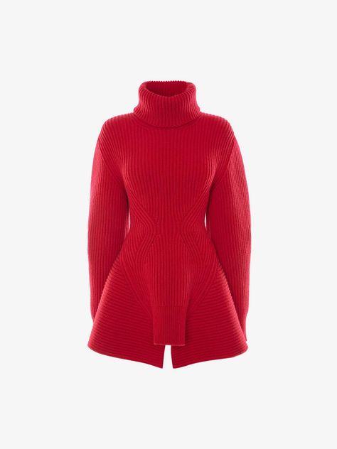 Short Curvy Girl Outfits, Alexander Mcqueen Sweater, Outfits For Chubby Girls, Alexander Mcqueen Red, Top Clothing Brands, Full Figure Fashion, High Neck Sweater, Daily Style, Knitting Women Sweater