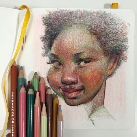 Chris Hong Art, Colored Pencil Art Projects, Colored Pencil Portrait, Color Pencil Illustration, Colored Pencil Artwork, Afrocentric Art, Colored Pencil Drawing, Friendly Reminder, Sketchbook Inspiration