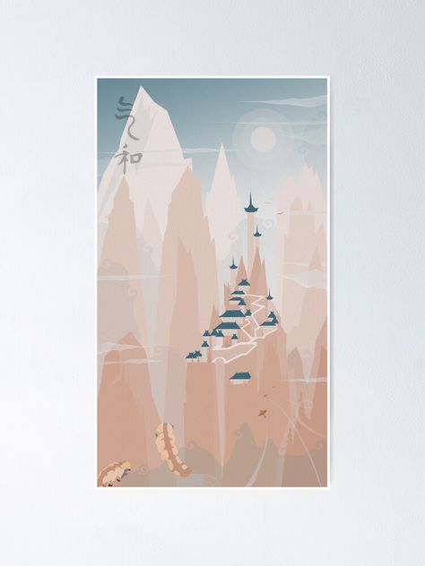 "Avatar the Last Airbender - Air Temple" Poster by ikenchyarts | Redbubble Avatar The Last Airbender Air Temple, Avatar Nursery The Last Airbender, Avatar The Last Airbender Nursery, Avatar Air Temple, Nerdy Pottery, Avatar Nursery, Avatar The Last Airbender Painting, Air Temple, Temple Poster