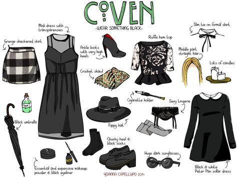 wear something black. American Horror Story Coven look #WitchStyle American Horror Story Coven Outfits, Coven Outfit, Ahs Outfits, Coven Fashion, American Horror Story Costumes, Outfits October, Modern Witch Fashion, Something Black, Salem Halloween