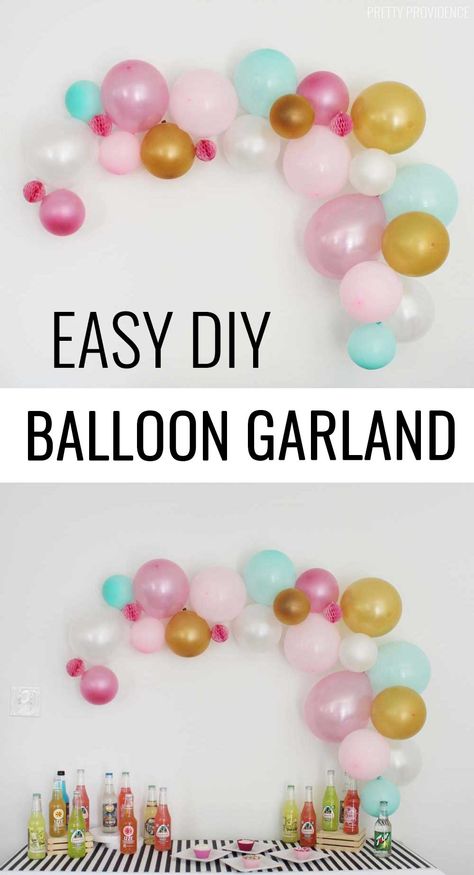 EASY party decor! DIY Balloon Garlands are amazing and cheap/easy to make!!! Easy Party Decor, Diy Ballon, Balloon Garland Diy, Anniversaire Diy, Party Girlande, Garland Diy, Diy Balloon, Party Garland, Balloon Diy