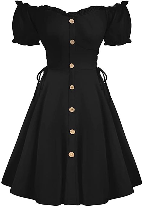 Black Goth Dress, Cute Skater Dresses, Pirate Dress, Cocktail Dress Style, Vintage Party Dresses, Dress Off Shoulder, Goth Dress, Medieval Dress, Dresses Xxl