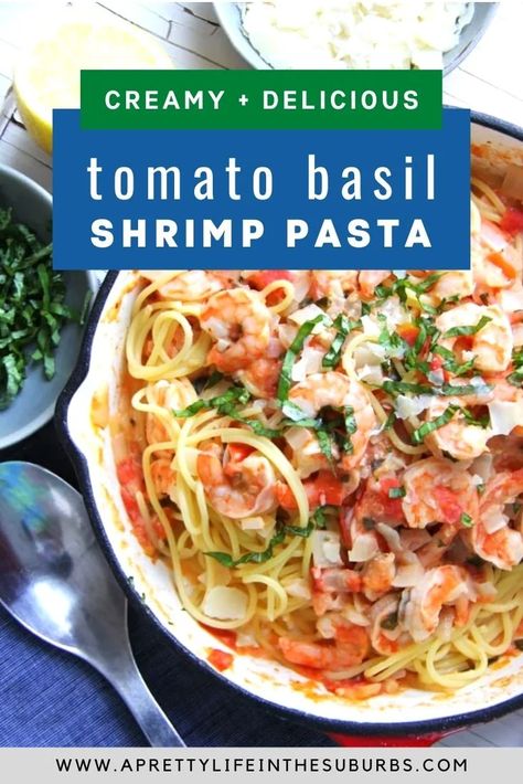 Basil Shrimp Pasta Recipes, Shrimp Pasta With Fresh Tomatoes, Tomato Basil Shrimp Pasta, Basil Shrimp Pasta, Tomato Basil Shrimp, Shrimp Tomato Pasta, Basil Shrimp, Fresh Basil Recipes, Prawn Pasta