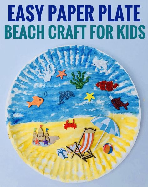 Cute and Easy Paper Plate Beach Craft for Kids using Kwik Stix paint and foam stickers. Great for preschoolers! Foam Sticker Crafts, Seaside Crafts For Kids, Beach Crafts For Kids, Diy Paper Art, Foam Stickers, Beach Themed Crafts, Beach Craft, Beach Week, Cute Paper