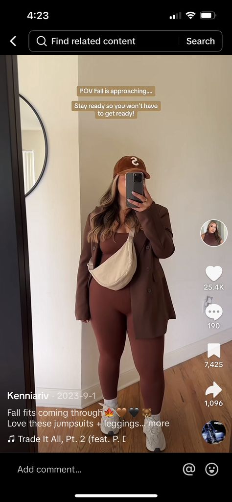 Brown Ribbed Leggings Outfit, Ribbed Leggings Outfit, Leggings Outfit, Ribbed Leggings, Fall Fits, Get Ready, Jumpsuit, Leggings