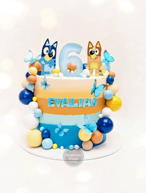 Bluey & Bingo Inspired Cake #bluey #blueyandbingo #blueycake #kidsbirthdaycake #kidscake #kidscakes #customcakes #torontocakes #buttercreamcake #kidsbirthdaycake #cake #cakedesign #caketoppers #cakeart #sumptuoustreats  www.instagram.com Cake Ideas 2 Tier, Bluey Cake Ideas, Bluey Party, Bluey Bingo, Buttercream Cake, Fondant Cakes, Kids Cake, Cupcake Cookies, Cake Art