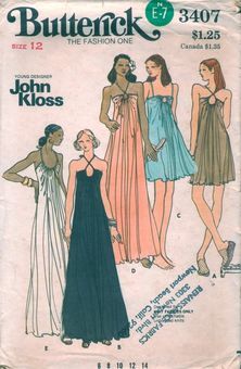 Keyhole Halter Dress, 70s Sewing Patterns, Butterick Patterns Vintage, Gown Sewing Pattern, 1970s Sewing Patterns, Drawstring Neckline, Gown Pattern, Knit Fabrics, Butterick Pattern